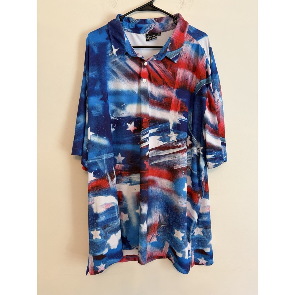 Sunday Swagger Polo Shirt Mens Size 4XL Golf Patriotic American Flag USA Casual